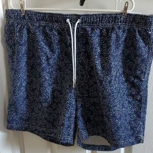 Lands' End Men's Swim Trunks in Navy with Floral Pattern